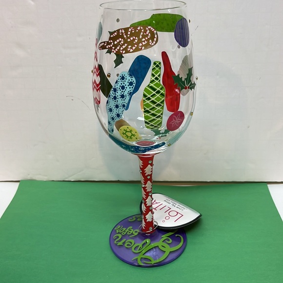 Lolita OPEN BEFORE CHRISTMAS Hand Painted Wine Glass 6011252 NEW IN BOX - Picture 5 of 10